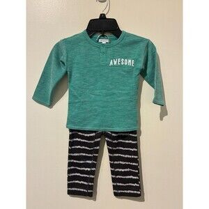 NWT Grayson Little Green Shirt and Gray Pants Outfit - 18M